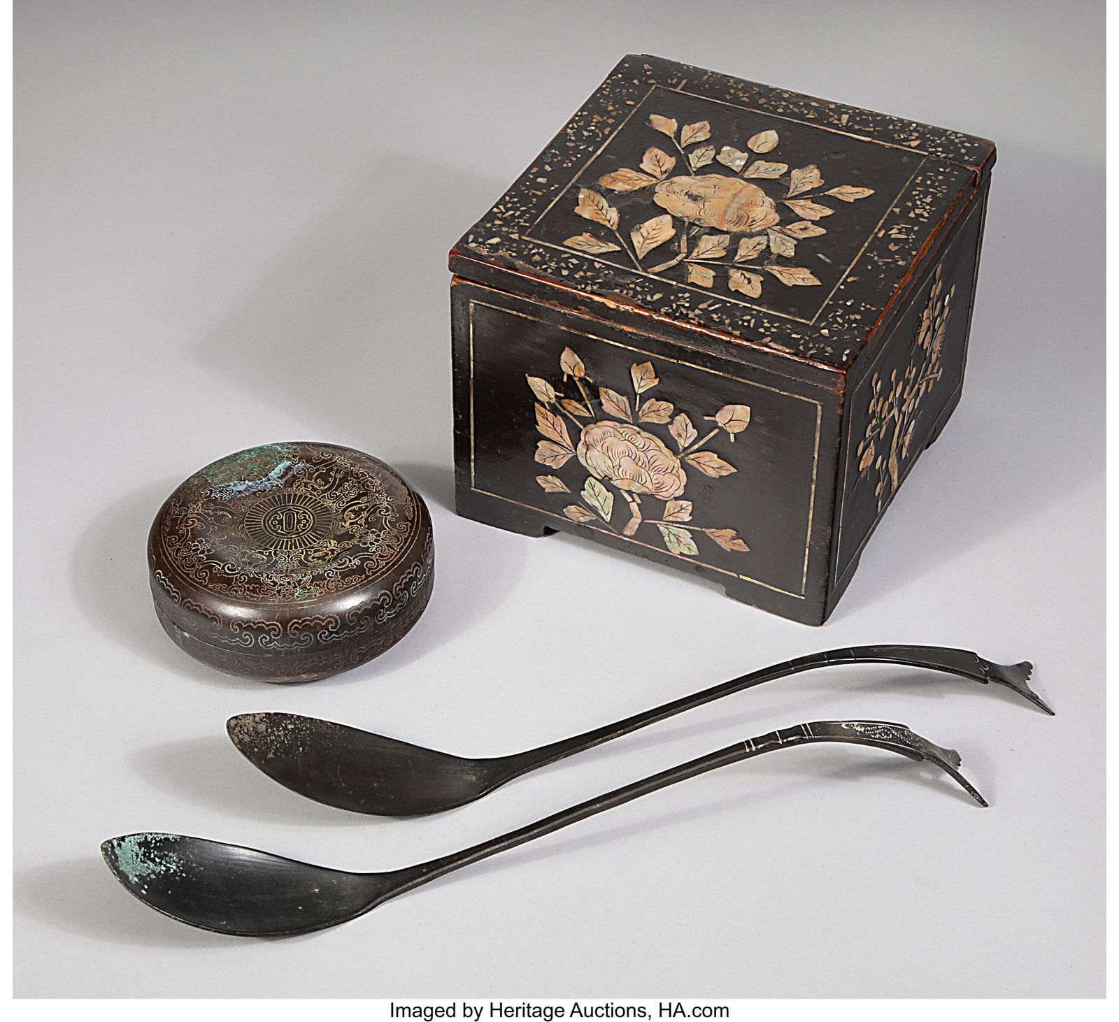 A Korean Mother-of-Pearl Inlaid Lacquer Covered (1 of 3)