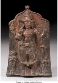 78241&colon; An Indian Bronze Plaque of Virabhadra 8-5&sol;8 x 5-