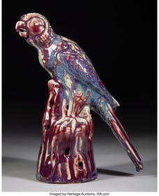 78210&colon; A Chinese Flambé Glazed Parrot Figure&comma; Republic