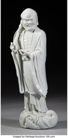 78212&colon; A Chinese Blanc de Chine Luohan Figure&comma; 20th cen