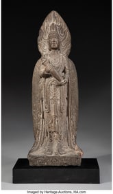 78246&colon; A Chinese Carved Stone Figure of Guanyin 17 x 6 