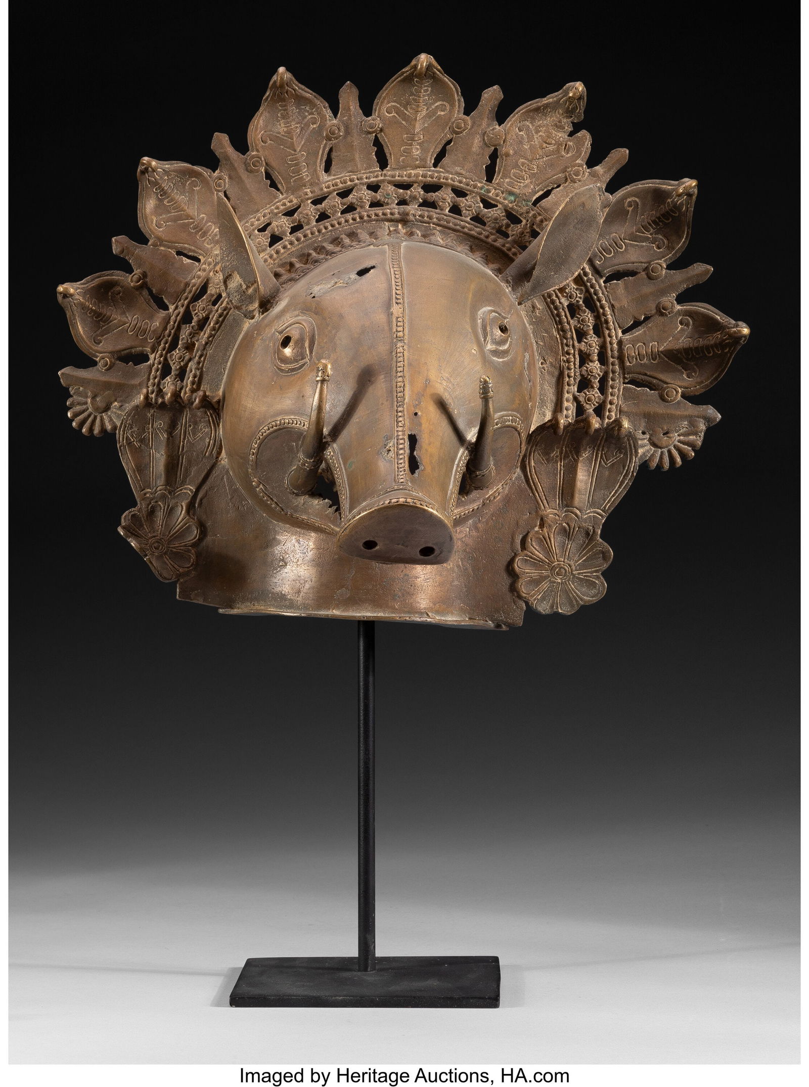 An Indian Brass Varaha Mask, Kerala, 17th centur (1 of 2)