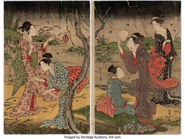 78196&colon; Ch&omacr;bunsai Eishi &lpar;Japanese&comma; 1756-1829&rpar; Two Panel
