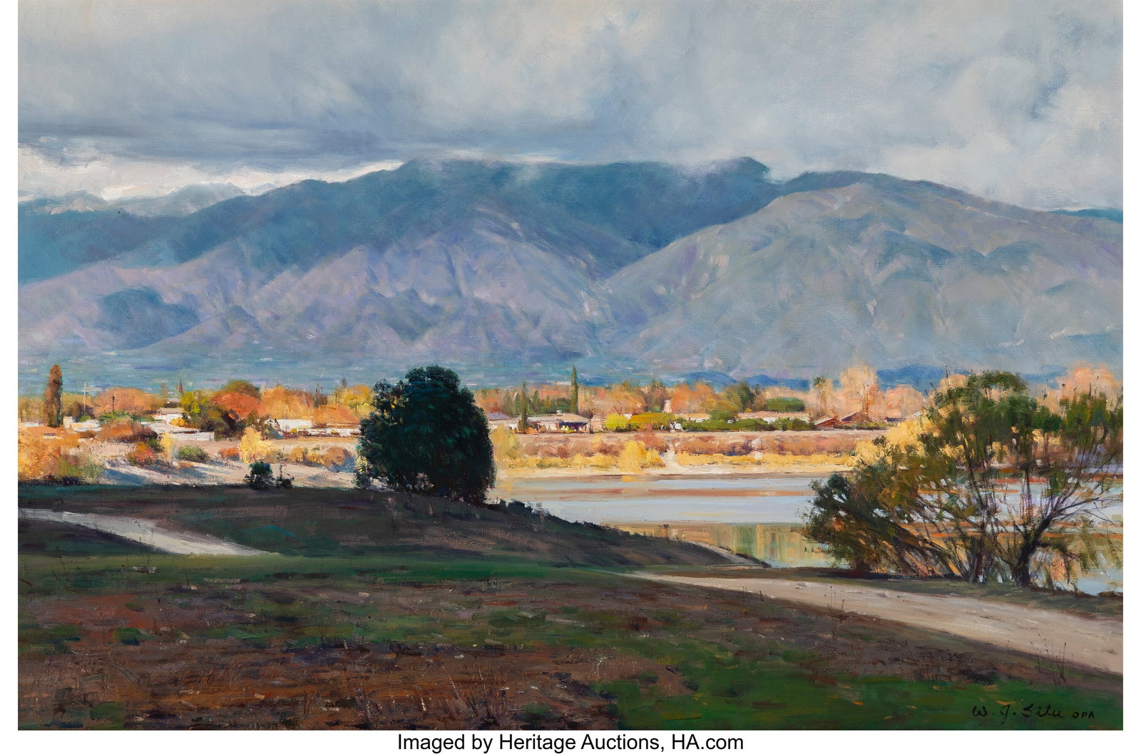 Jason Situ (American, b. 1949) Stormy Afternoon,: Jason Situ (American, b. 1949) Stormy Afternoon, Peck Road Park Oil on canvas 24 x 36 inches (61.0 x 91.4 cm) Signed and inscribed lower right&colo
