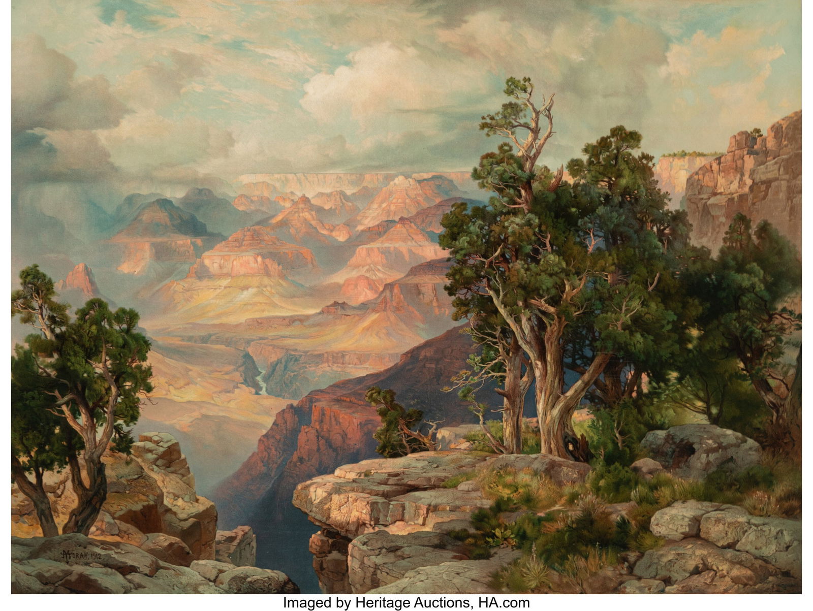 Thomas Moran (American, 1837-1926) Grand Canyon: Thomas Moran (American, 1837-1926) Grand Canyon of Arizona from Hermit Rim Road Lithograph in colors on paper 26-1/2 x 35-1/4 inches (67.3 x 89.5 cm) &l