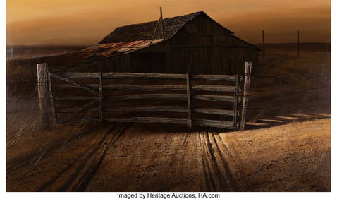 46131&colon; Woody Gwyn &lpar;American&comma; b&period; 1944&rpar; Rustic Barn in Go