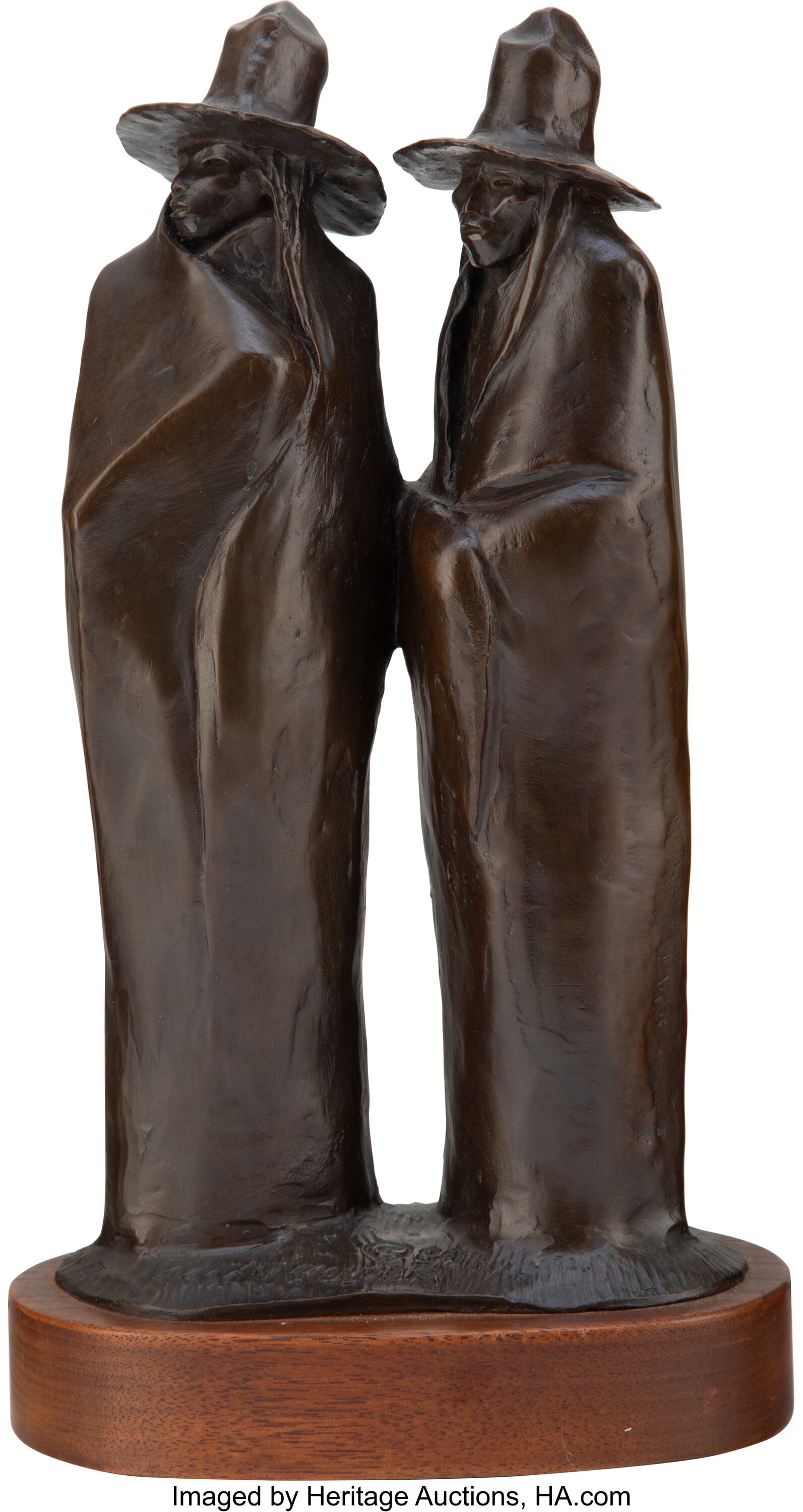 Allan C. Houser (American, 1914-1994) Jicarilla : Allan C. Houser (American, 1914-1994) Jicarilla Apaches, 1984 Bronze with brown patina 9 inches (22.6 cm) high on a 1 inches (2.5 cm) hig
