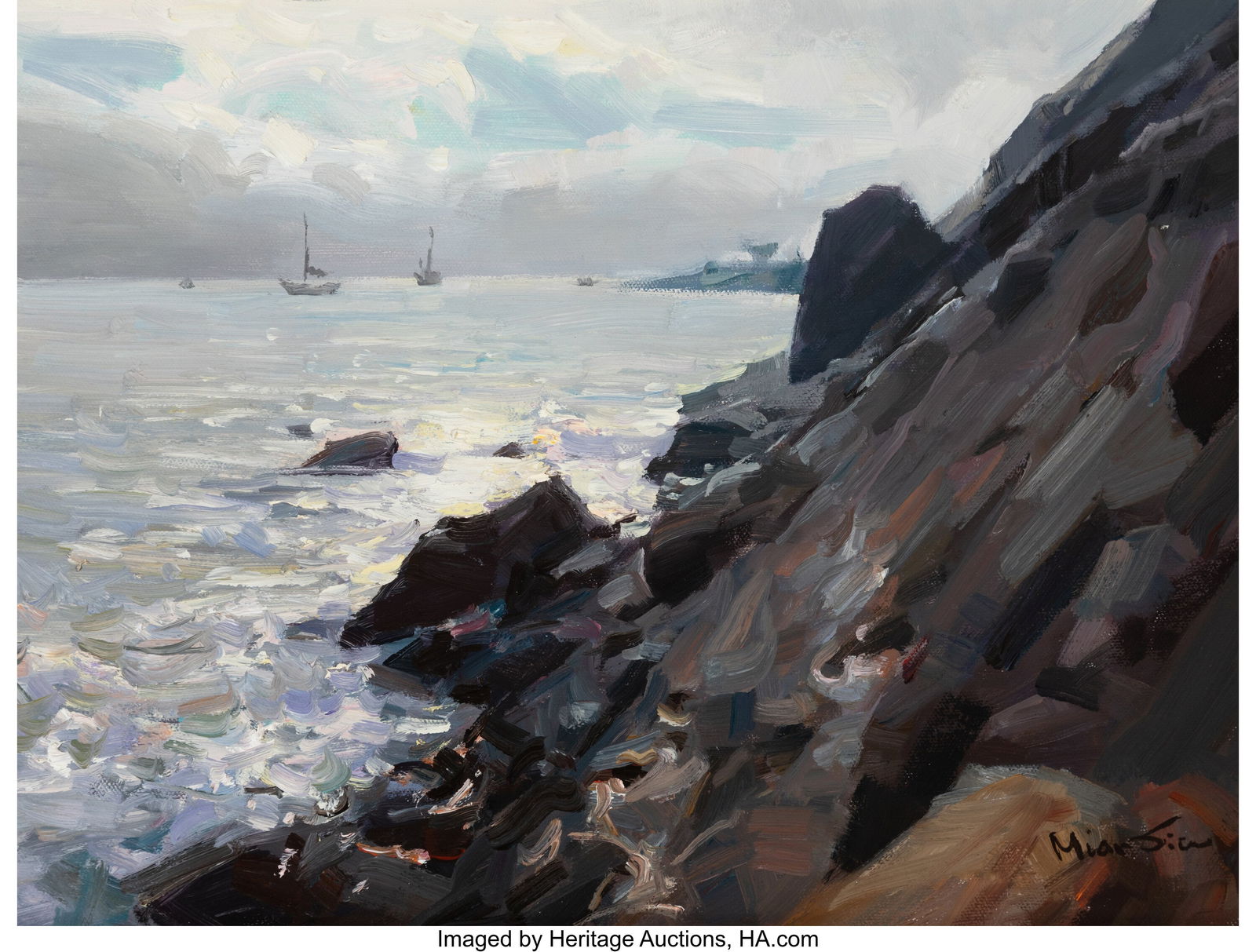 Mian Situ (Chinese/American, b. 1953) The Rocky: Mian Situ (Chinese/American, b. 1953) The Rocky Coast Oil on canvas 12 x 16 inches (30.5 x 40.6 cm) Signed lower right: Mian Situ Signed,