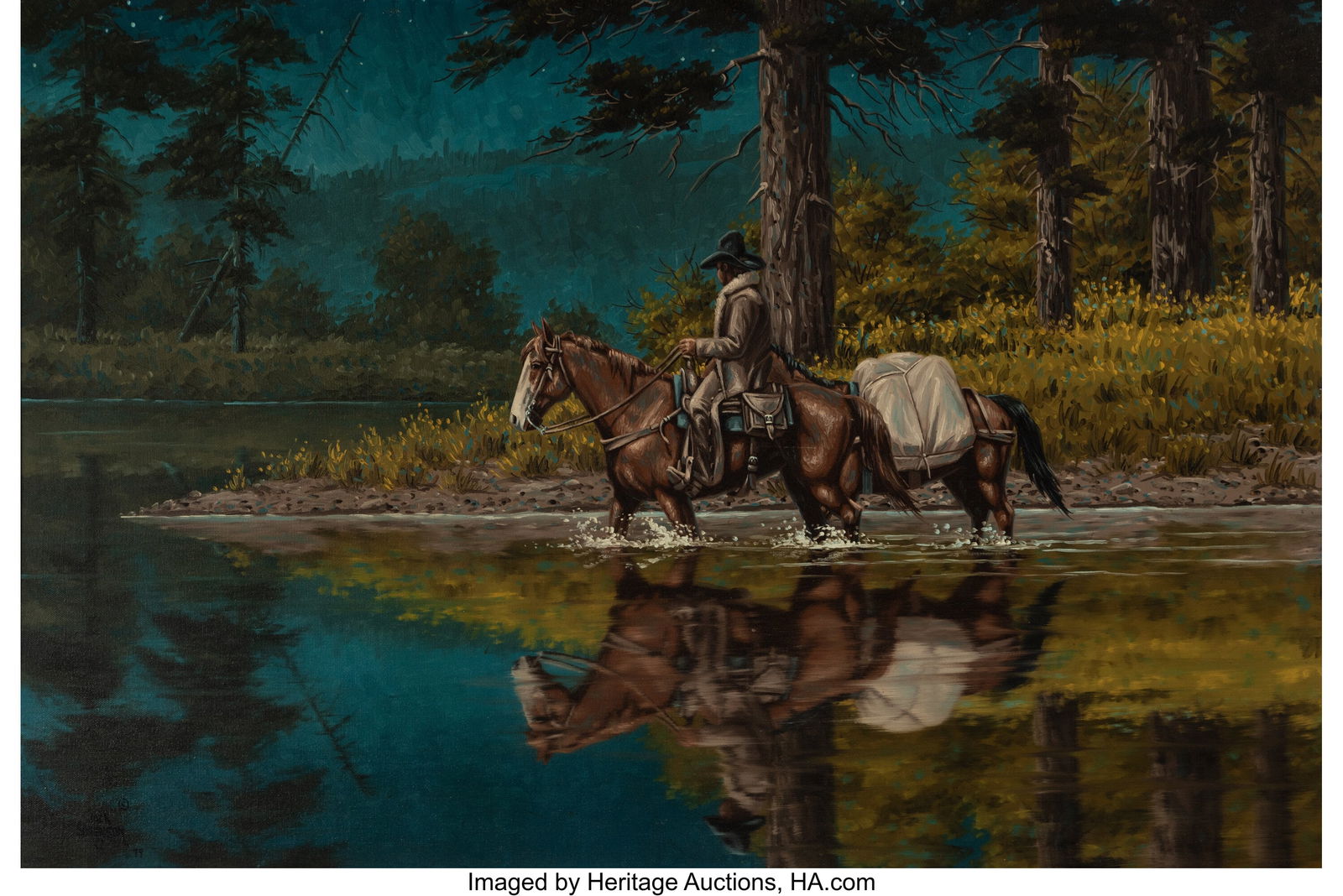 Jack Sorenson (American, 1955) Through the Chill: Jack Sorenson (American, 1955) Through the Chill of Night, 1979 Oil on canvas 24 x 36 inches (61.0 x 91.4 cm) Signed and dated lower left: Jack &sol