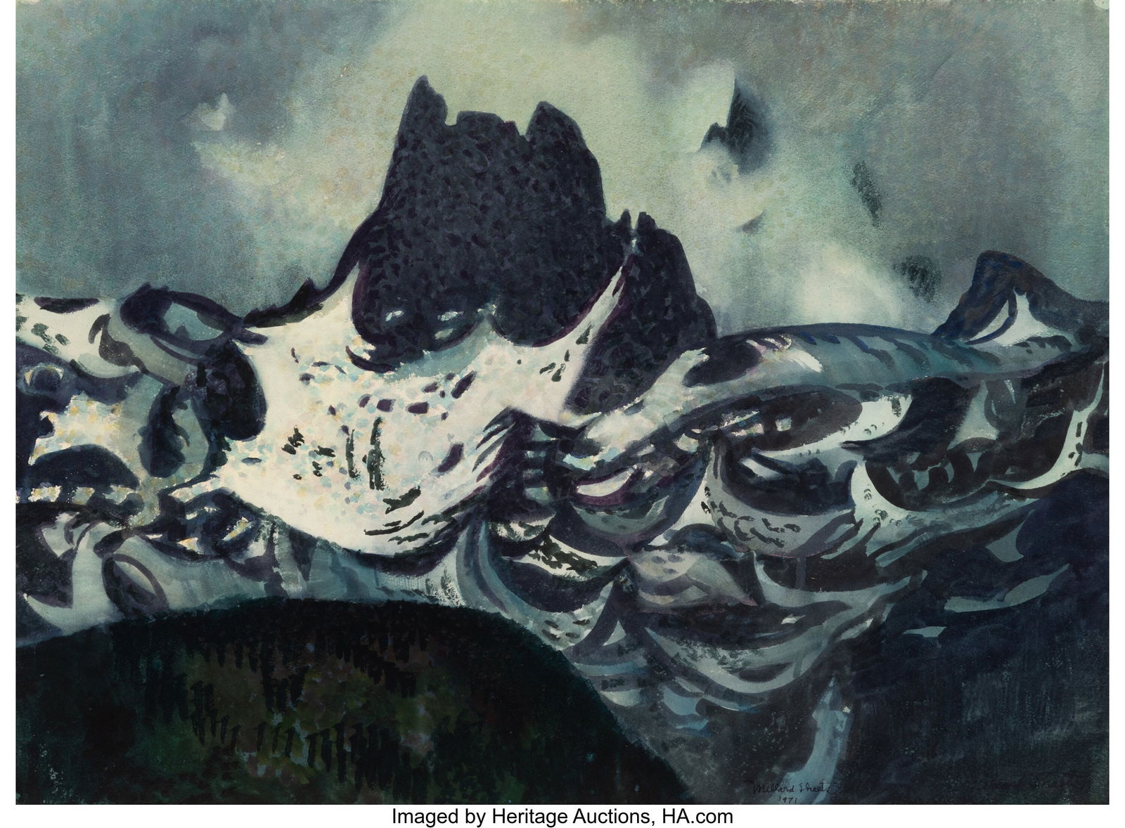 Millard Sheets (American, 1907-1989) Aiguille Ve: Millard Sheets (American, 1907-1989) Aiguille Vert-Chamonix France, 1971 Watercolor on paper 21-1/2 x 29-1/4 inches (54.6 x 74.3 cm) (sight&r