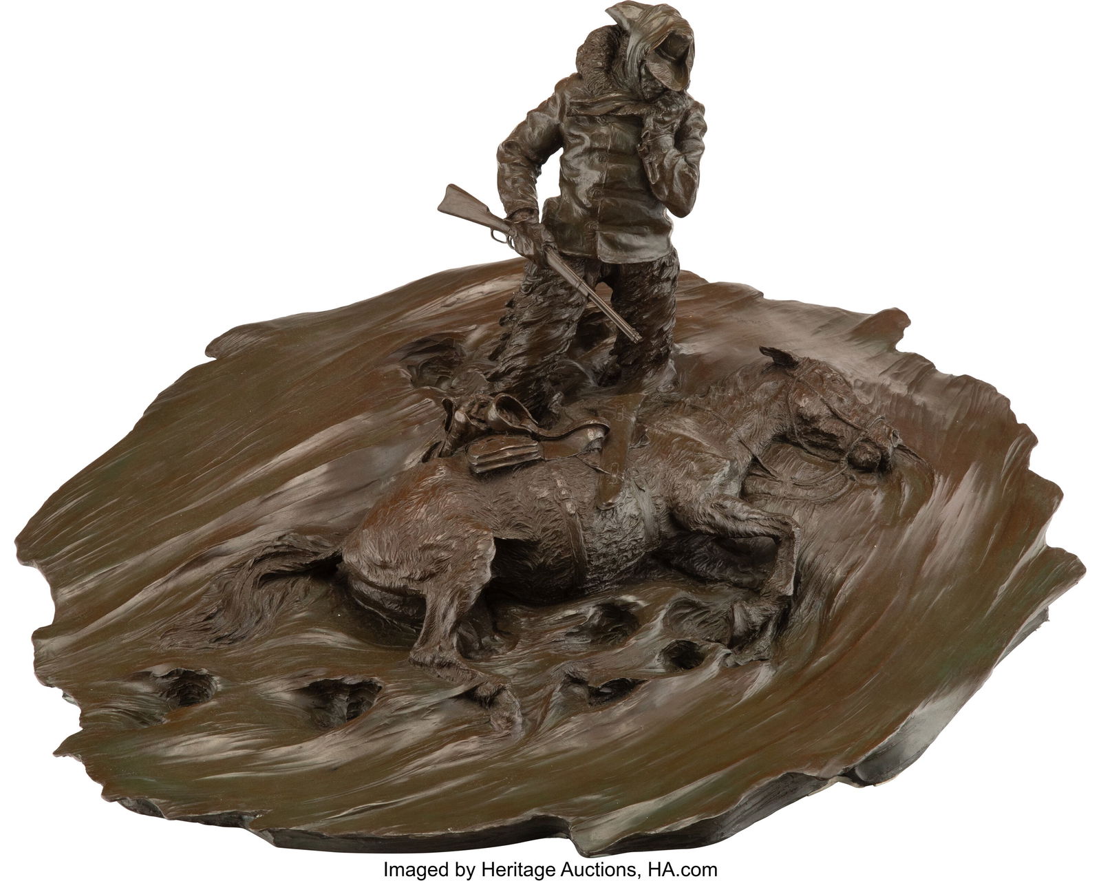 Edward James Fraughton (American, b. 1939) Where: Edward James Fraughton (American, b. 1939) Where the Trail Ends, 1973 Bronze with greenish brown patina 15 inches (38.1 cm) (overall) Ed.