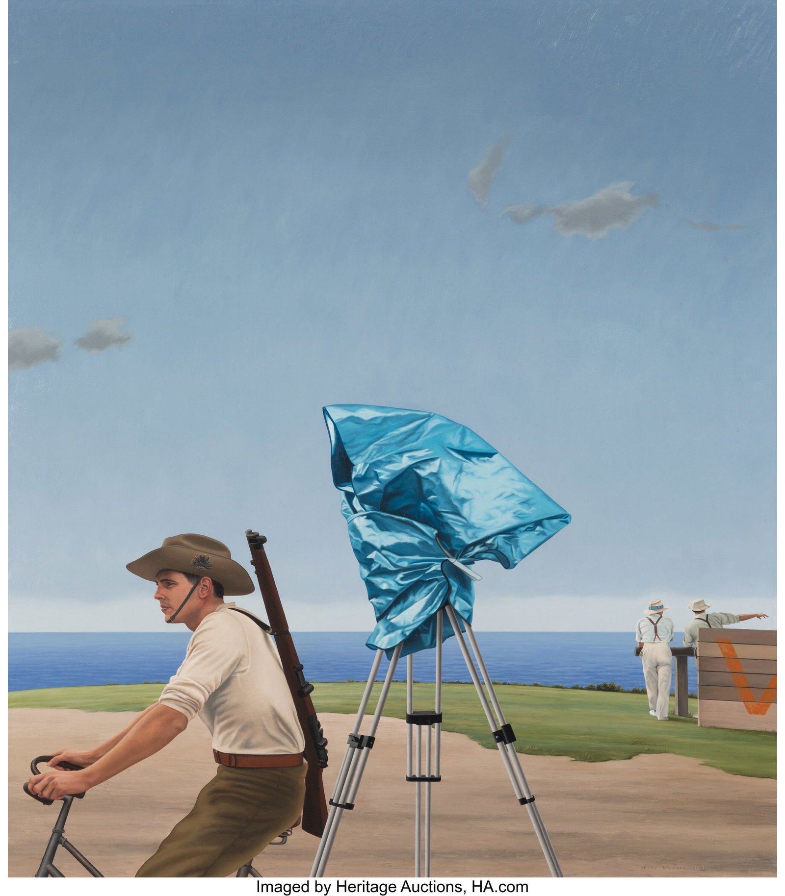 Ross Watson (b. 1962) The Extras, Off-Set, 1989: Ross Watson (b. 1962) The Extras, Off-Set, 1989 Oil on canvas 66 x 54 inches (167.6 x 137.2 cm) Signed and dated lower right: Ross Watson 198