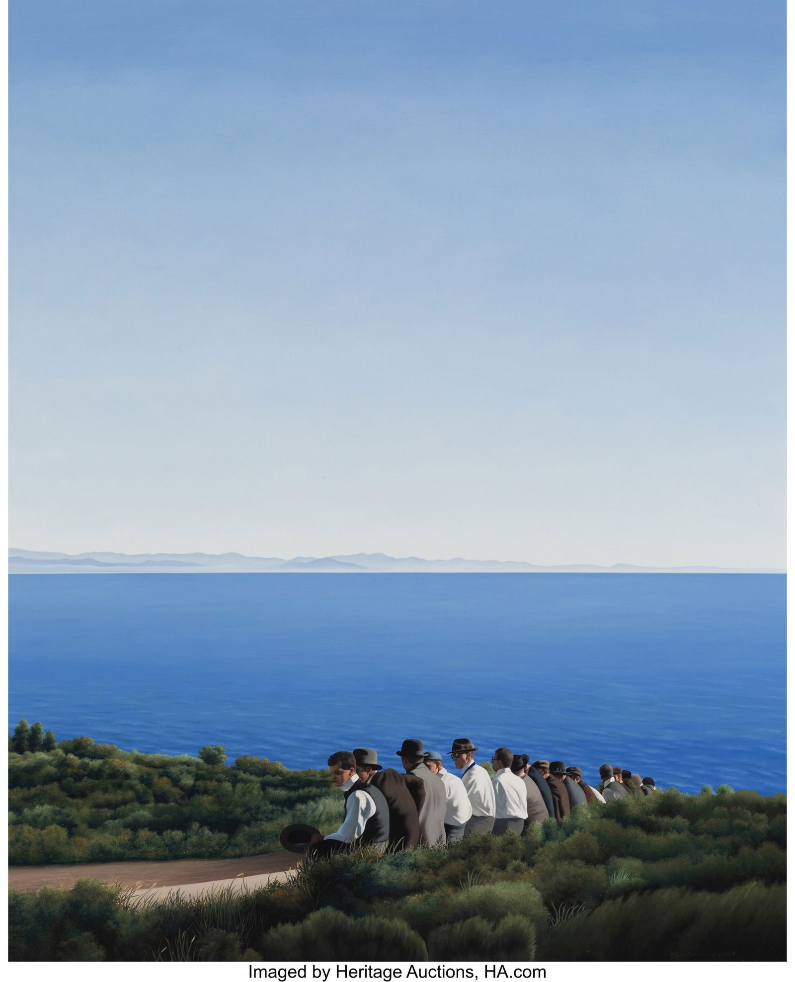 Ross Watson (b. 1962) The Line Up, 1989 Oil on c: Ross Watson (b. 1962) The Line Up, 1989 Oil on canvas 69-3/4 x 54 inches (177.2 x 137.2 cm) Signed and dated lower right: Ross Watson 1989 Impo