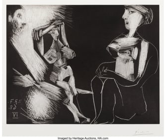 40050: Pablo Picasso (1881-1973) Homme avec deux femmes