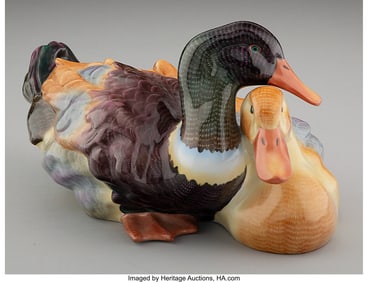 29016&colon; A Herend Porcelain Figural Group&colon; Pair of Ducks&comma;