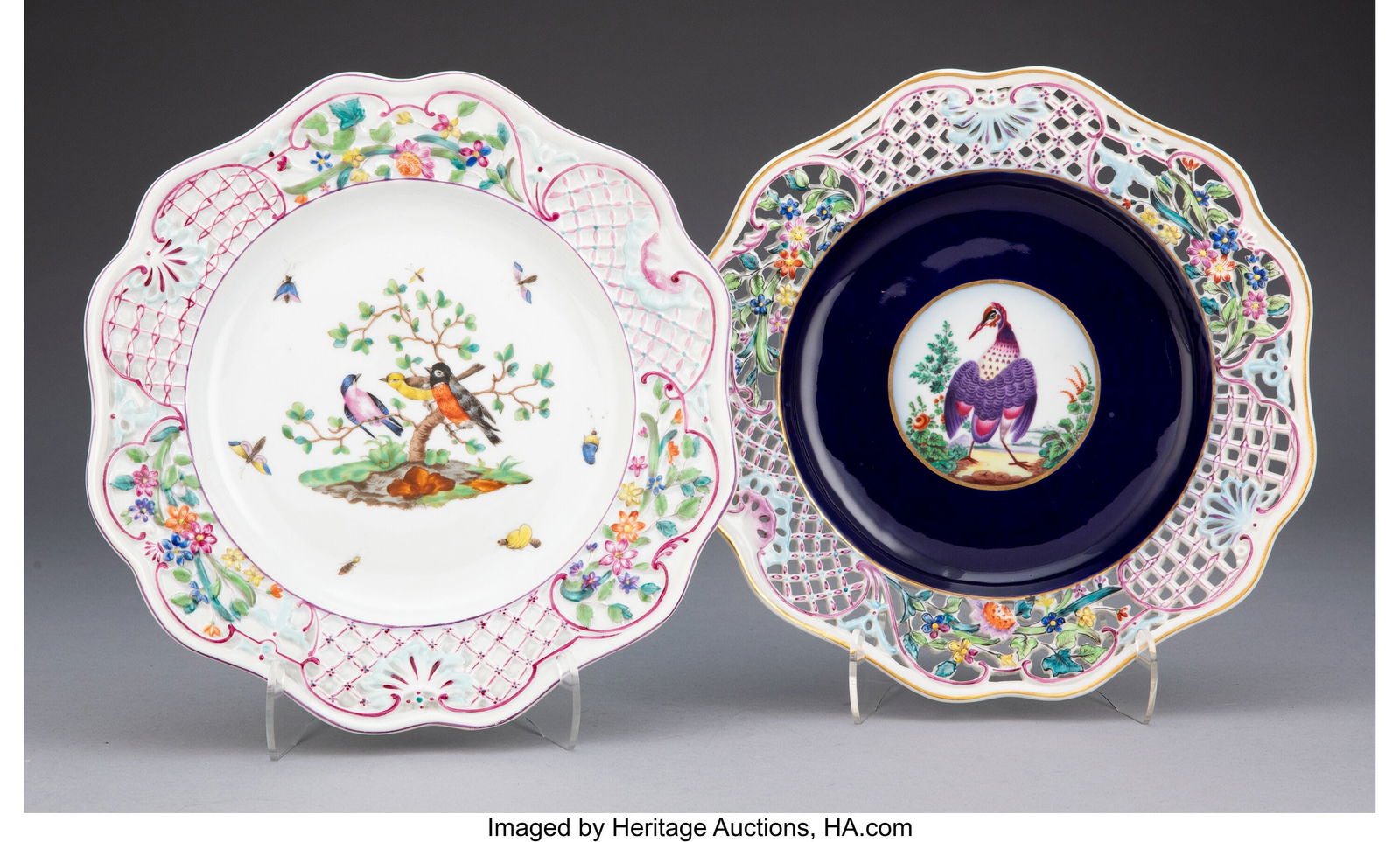 Two Herend Porcelain Floral Plates, early 20th c (1 of 4)
