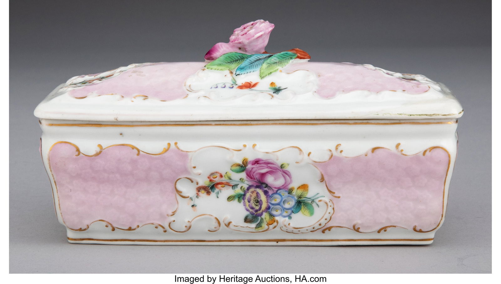 A Herend Floral Pattern Covered Porcelain Box, 1 (1 of 4)