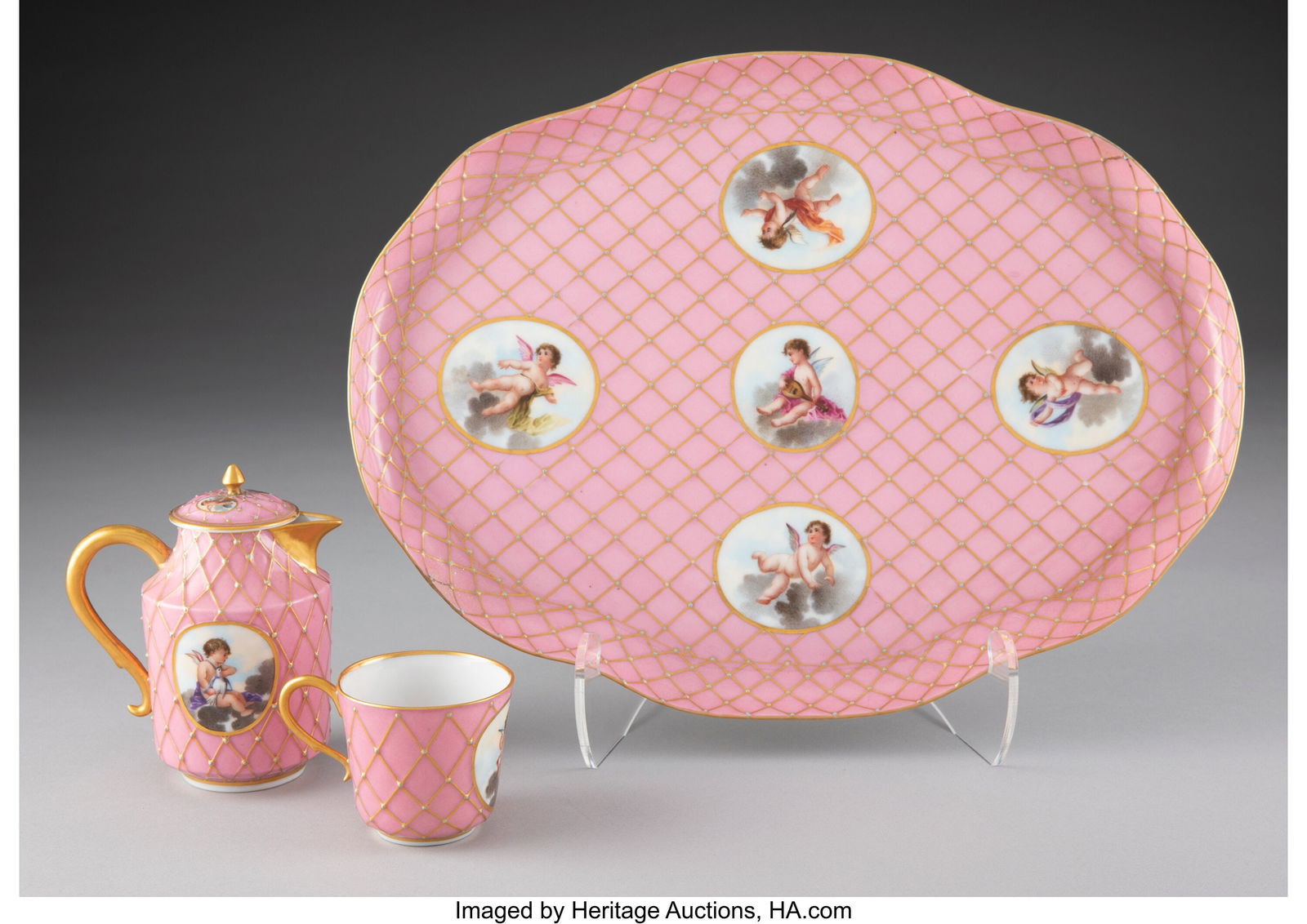 A Group of Three Herend Partial Gilt Porcelain T (1 of 3)