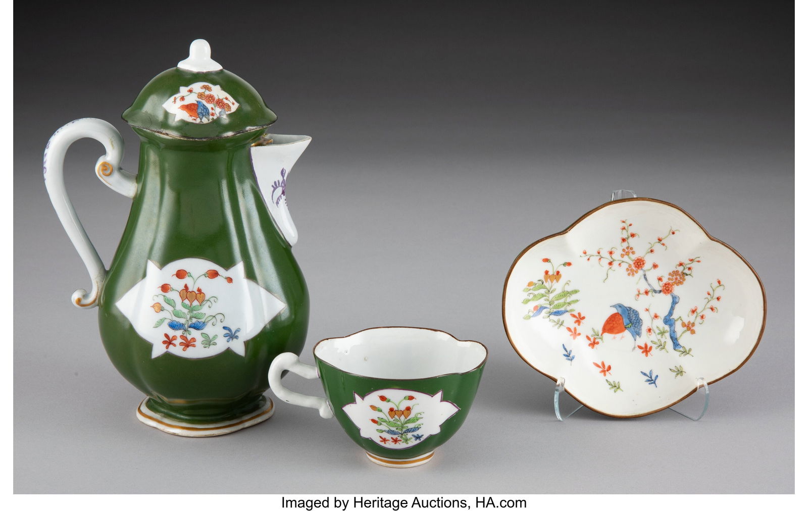 A Group of Three Herend Partial Gilt Porcelain T (1 of 3)