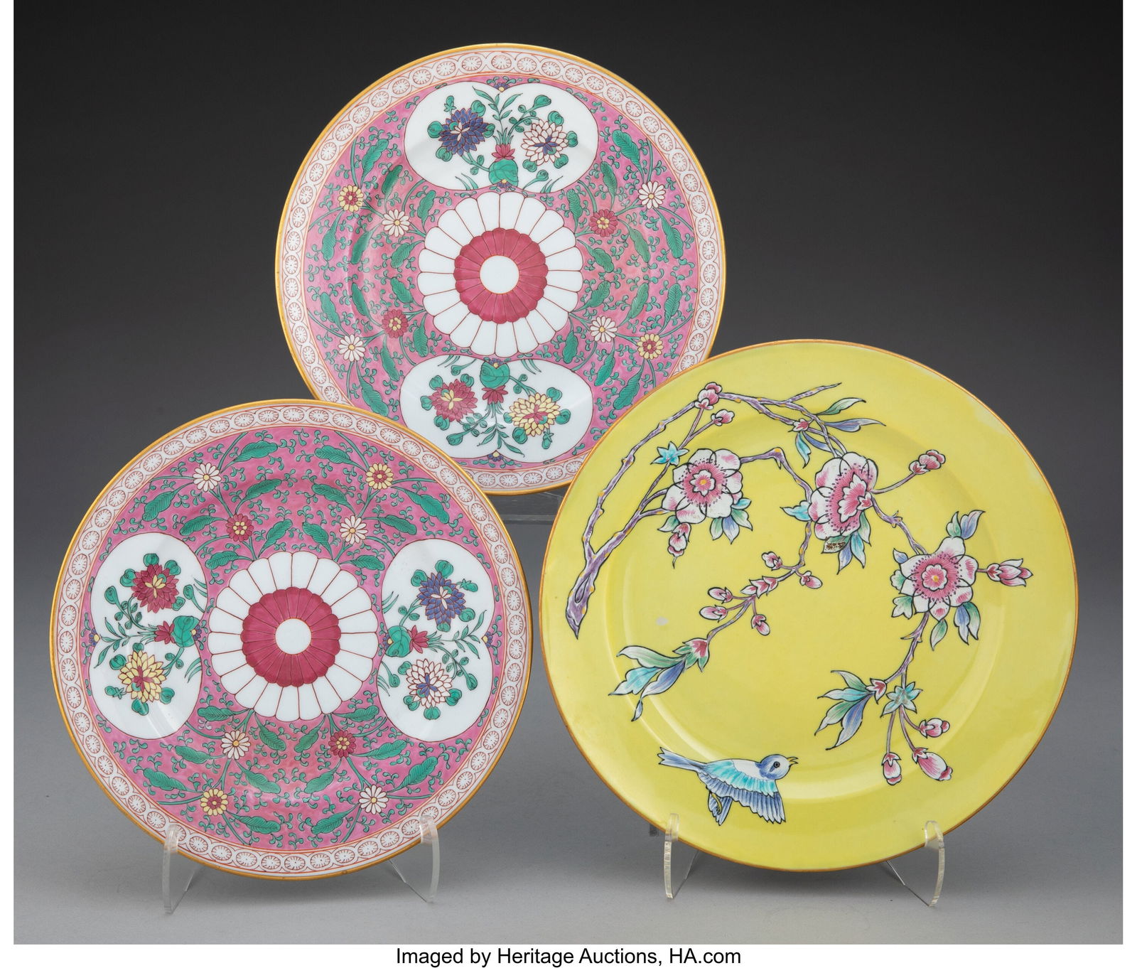 Three Herend Partial Gilt Floral Porcelain Plate (1 of 3)