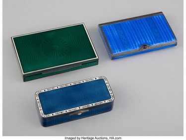 29040&colon; Three Austrian Enameled Silver Cigarette Cases&comma; 