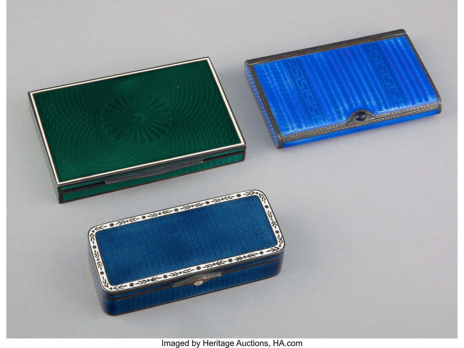Three Austrian Enameled Silver Cigarette Cases, (1 of 4)