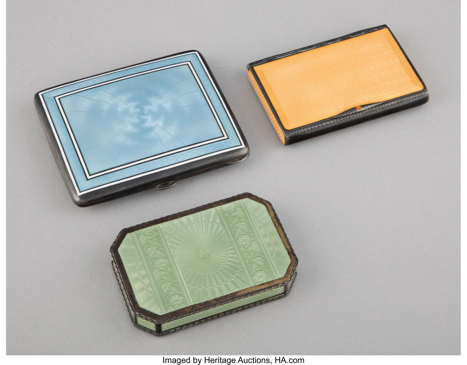 Three Continental Guilloché Enameled Silver Cig (1 of 4)