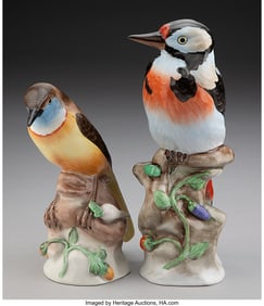 29056&colon; Two Herend Porcelain Bird Figures&comma; 1930-1950 Mar