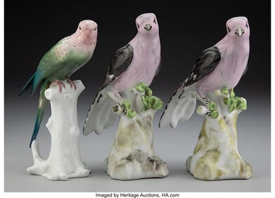 29042&colon; Three Meissen-Style Porcelain Bird Figures&comma; circ