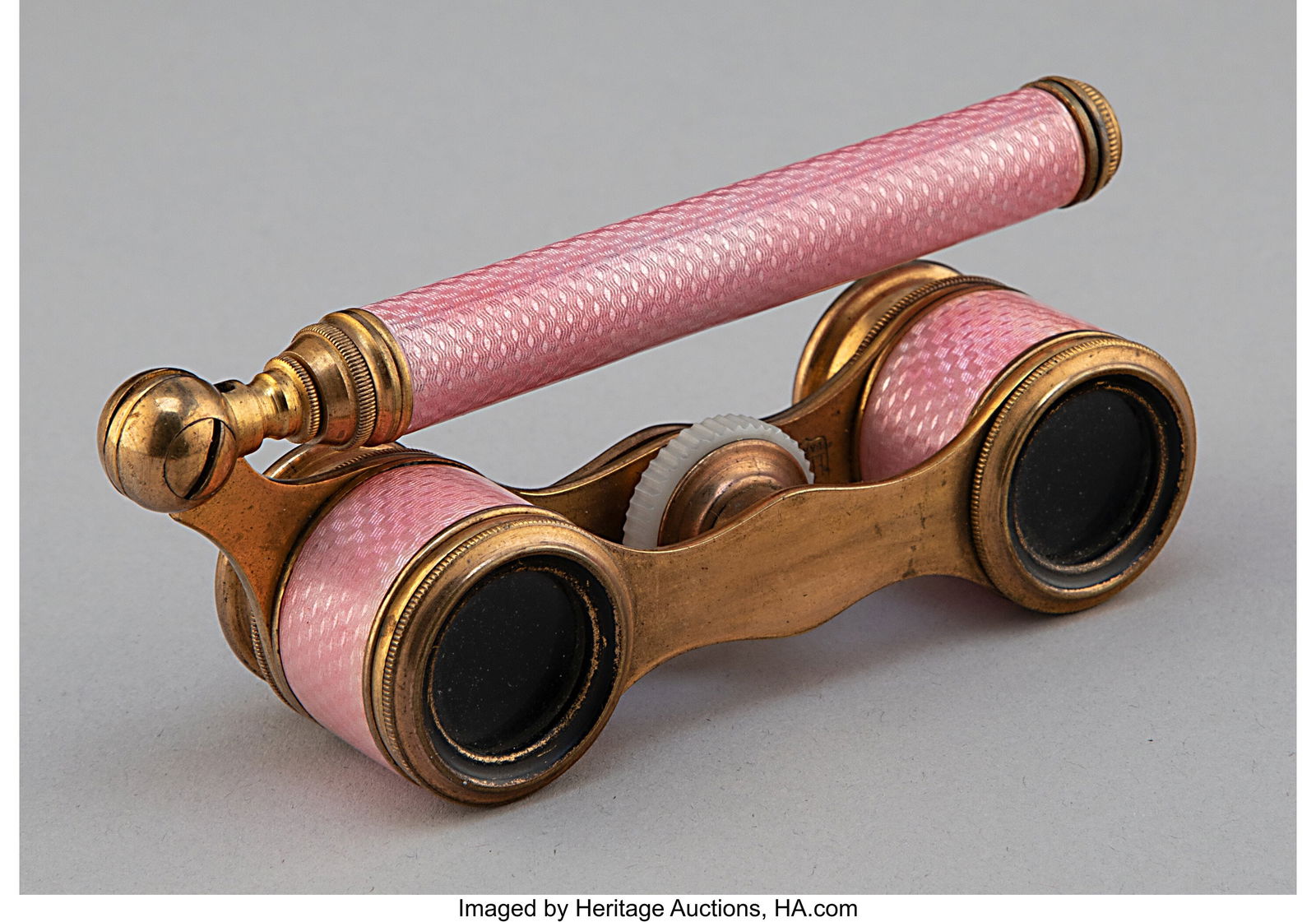 A Pair of French Pink Guilloché Enamel and Bron (1 of 3)