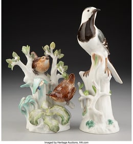 29043&colon; Two Meissen Porcelain Bird Figurines&comma; 20th centu
