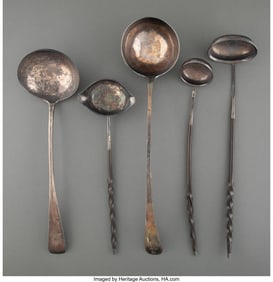 29062&colon; A Group of Five Silver Serving Pieces&comma; 18th-19th