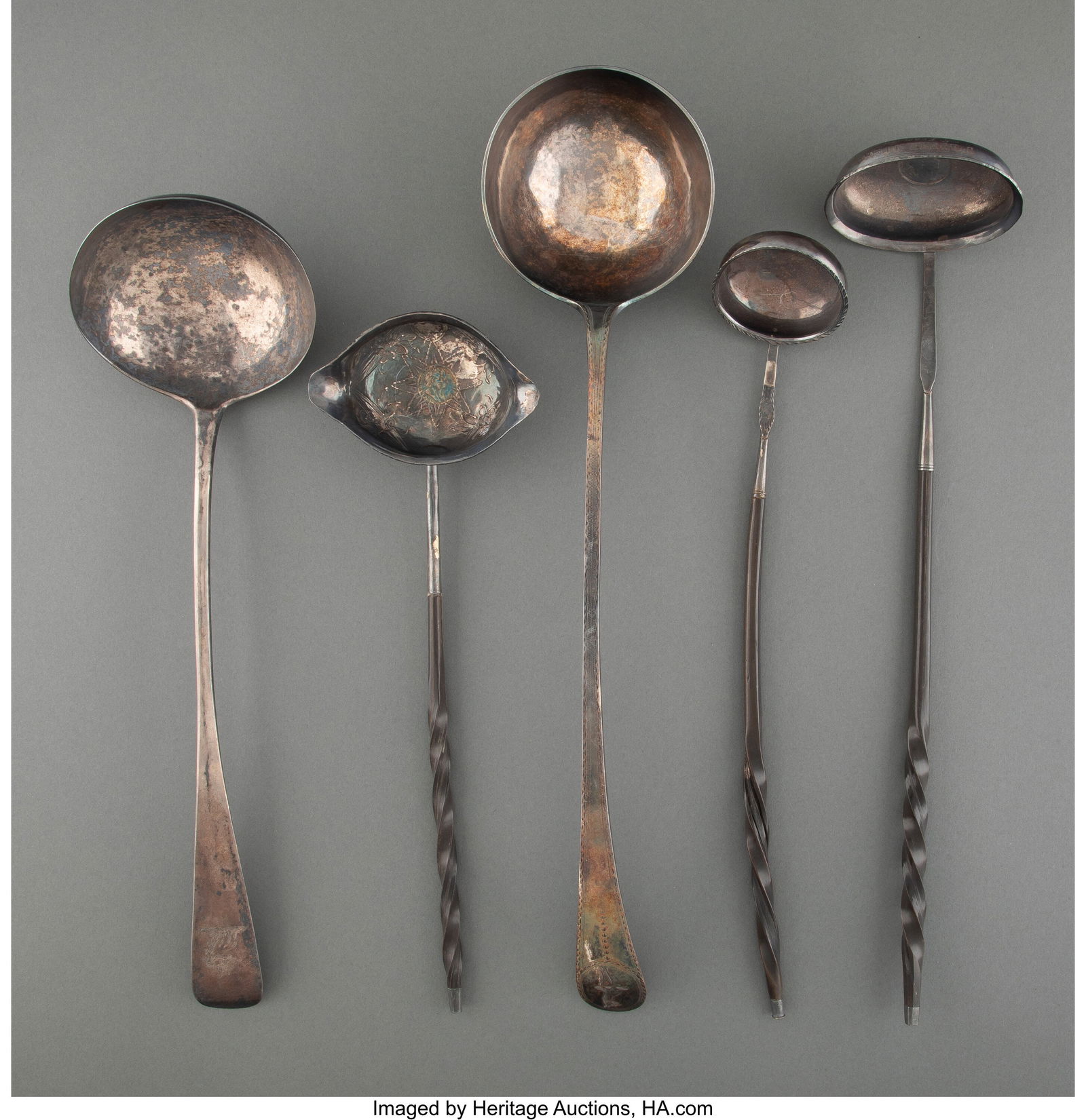 A Group of Five Silver Serving Pieces, 18th-19th (1 of 3)
