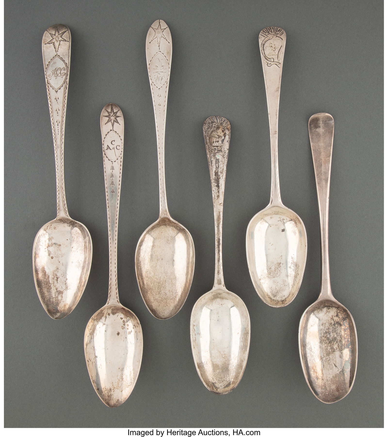 Six Irish Silver Tablespoons, late 18th to early (1 of 3)