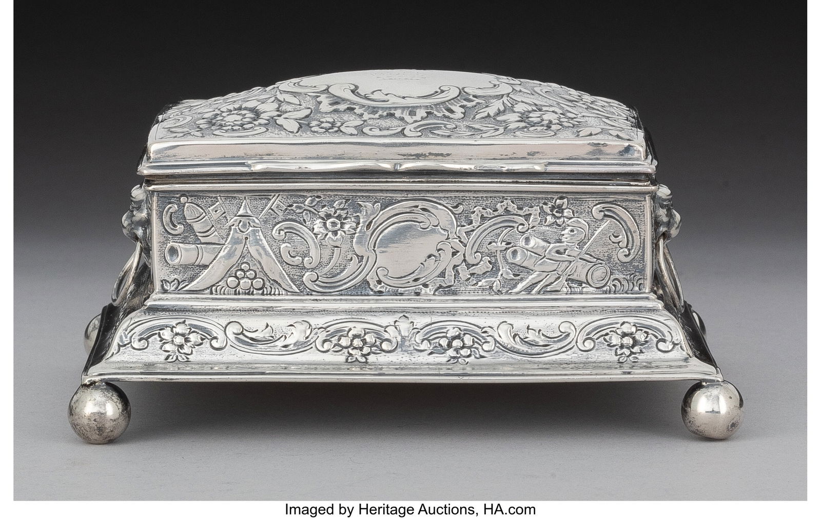 An Edward Crofton Silver Casket, Dublin, 1821 Ma: An Edward Crofton Silver Casket, Dublin, 1821 Marks: (Hibernia), (harp), (duty mark), EC, A 2-1/2 x 5-1/4 x 4-1/4 in