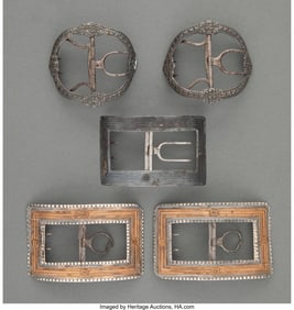 29067&colon; A Group of Five Irish Silver Shoe Buckles&comma; Dubli