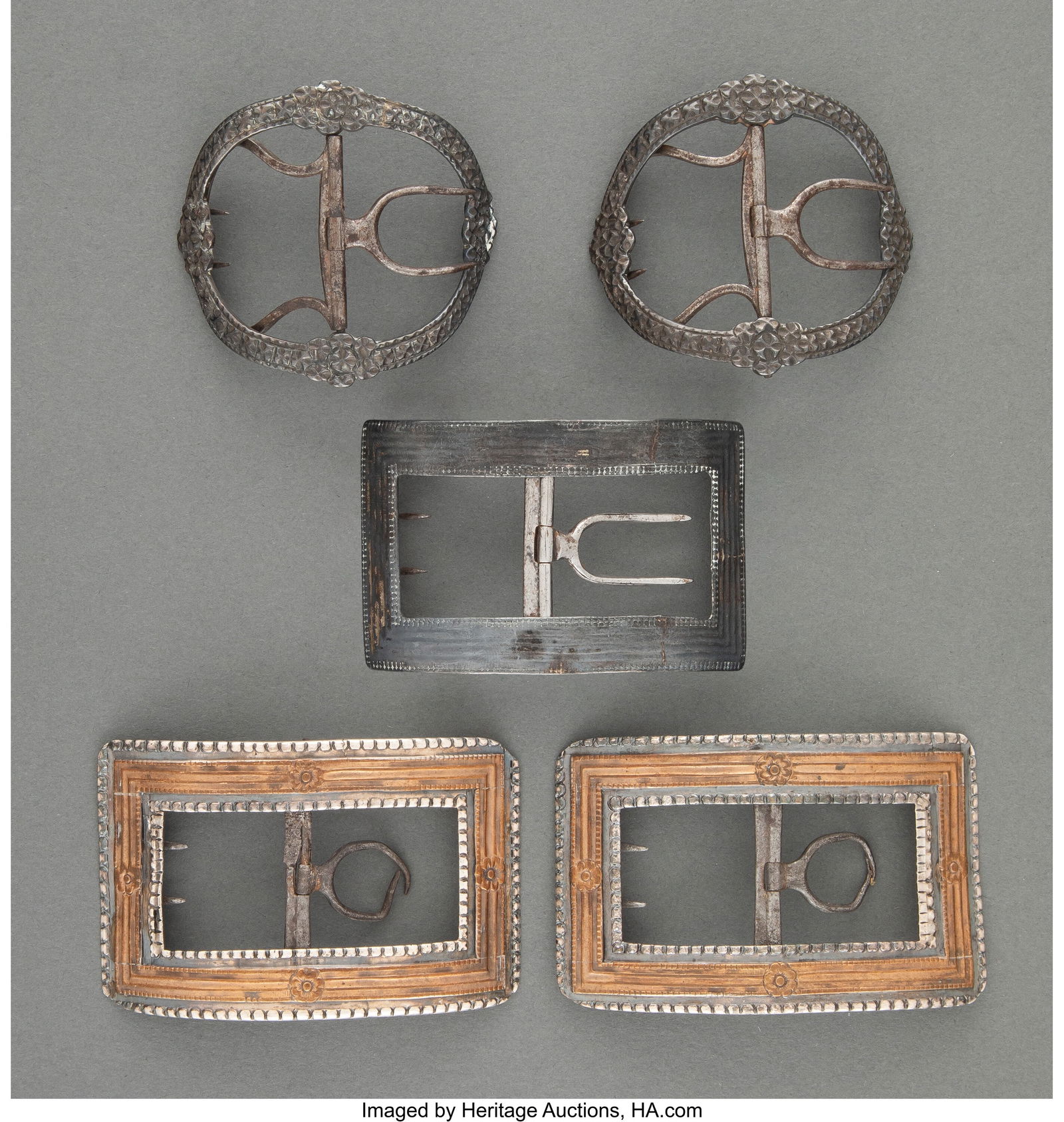 A Group of Five Irish Silver Shoe Buckles, Dubli (1 of 3)