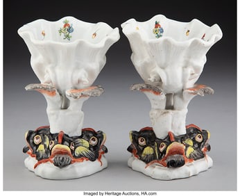 29078&colon; A Pair of Herend Dolphin Porcelain Bonbon Dishes