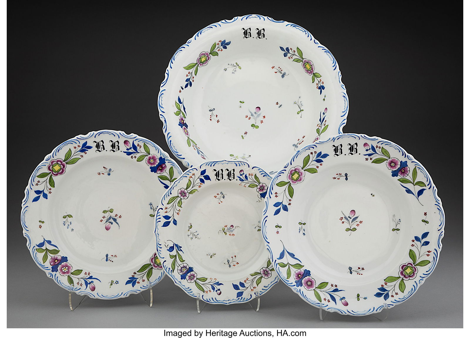 A Collection of Six Herend Porcelain Floral Plat (1 of 3)