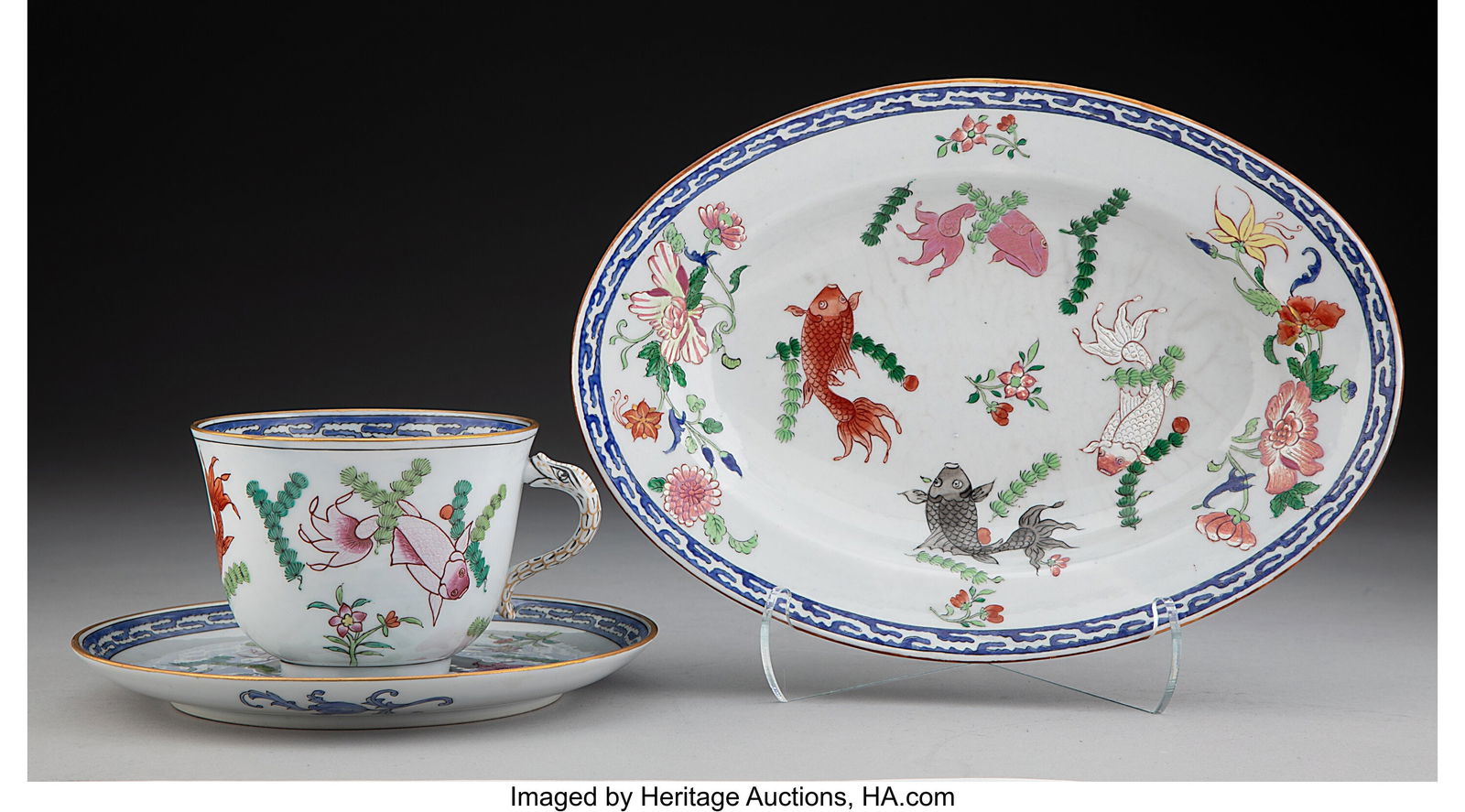A Group of Three Herend Poisson Pattern Porcelai (1 of 5)