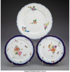 29072&colon; A Group of Three Herend Floral Porcelain Plates&comma;