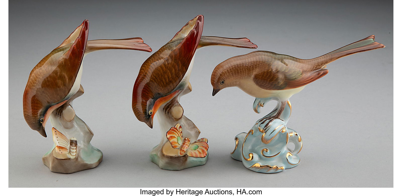 A Group of Three Herend Porcelain Bird Figures, (1 of 3)