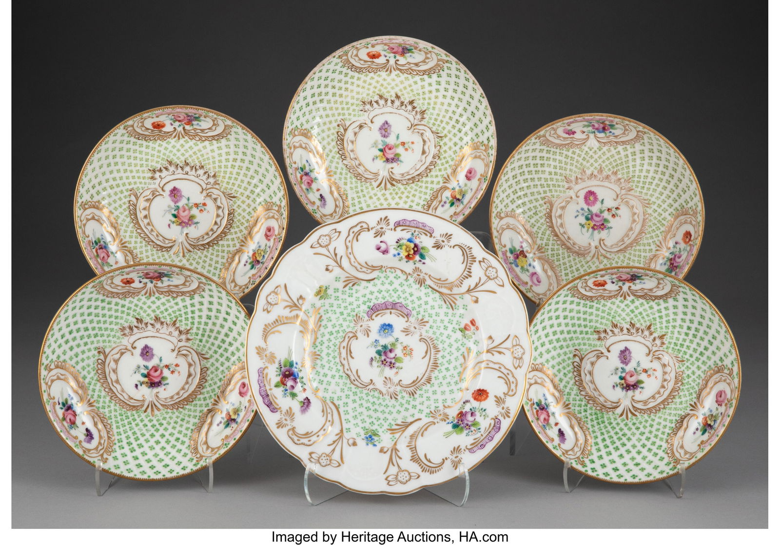 A Group of Six Continental Partial Gilt Porcelai (1 of 3)