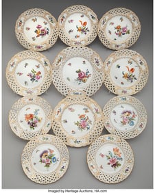 29084&colon; A Group of Eleven Herend Floral Reticulated Porc