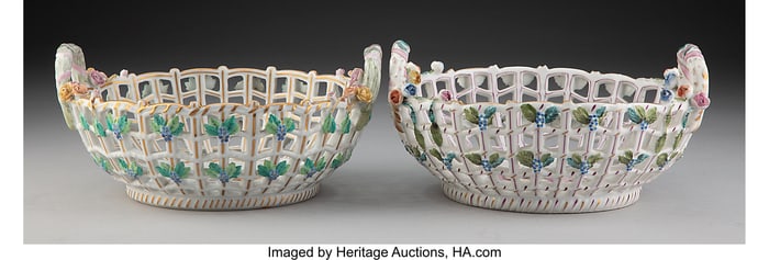 29086&colon; A Pair of Herend Reticulated Porcelain Floral Ba