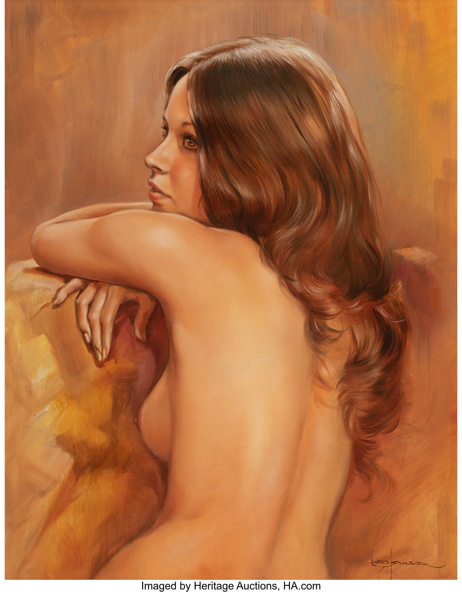 Leo Jansen (American, 1930-1980) Brunette Oil on: Leo Jansen (American, 1930-1980) Brunette Oil on canvas 24 x 18 inches (61.0 x 45.7 cm) Signed lower right: Leo Jansen From the collection of Craig MacMil