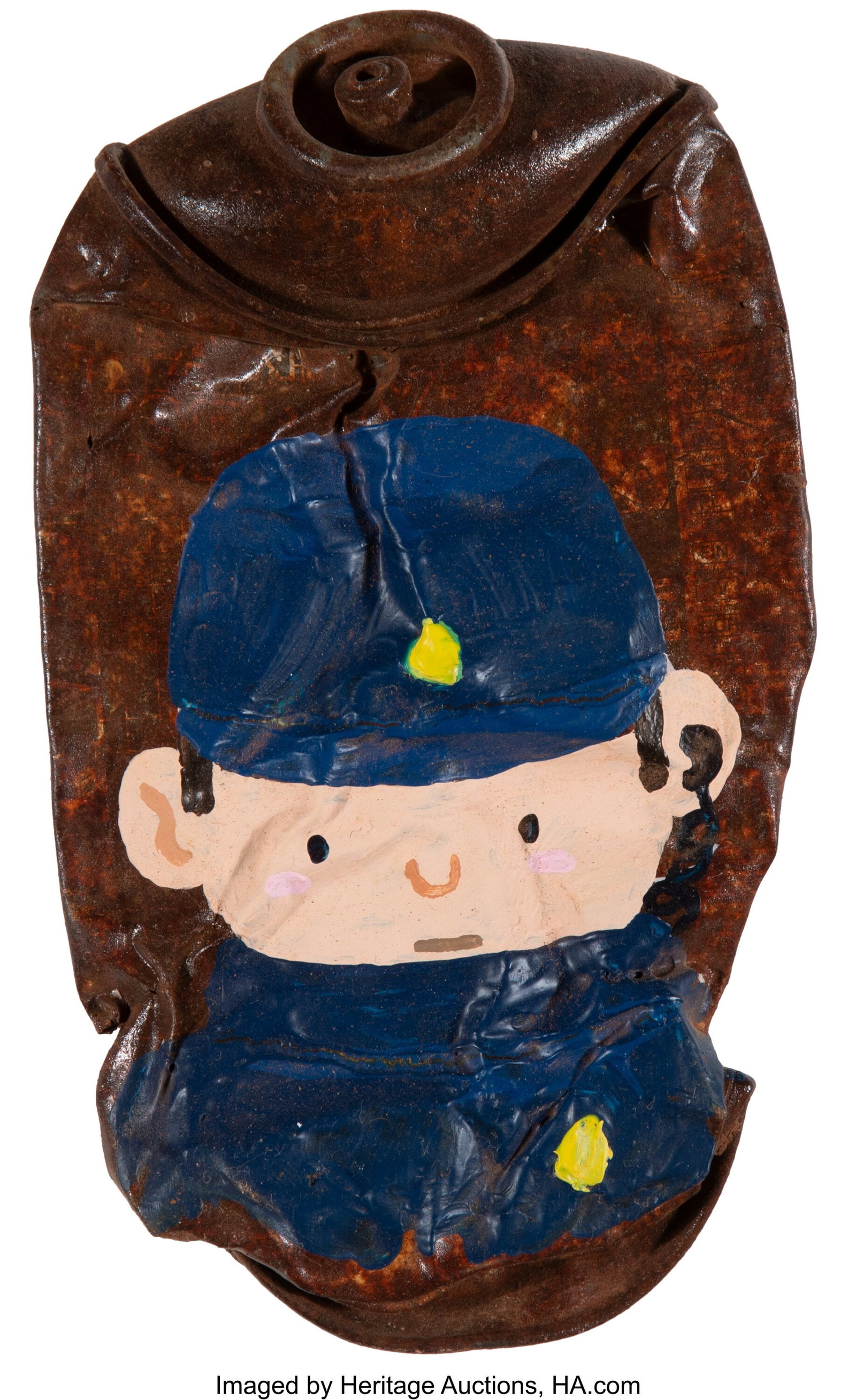 Imon Boy (b. 1991) s/t 2, 2020 Acrylic on discar: Imon Boy (b. 1991) s/t 2, 2020 Acrylic on discarded spray paint can 6-3/4 x 4 inches (17.1 x 10.2 cm) This lot is accompanied by a certificate of