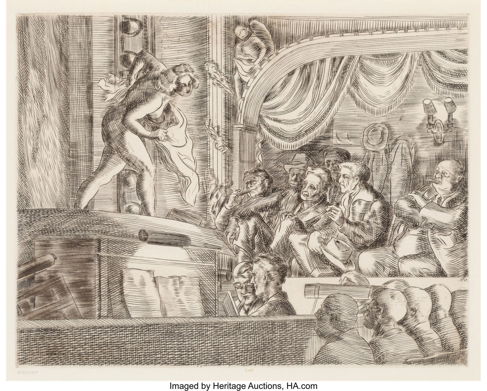 Reginald Marsh (American, 1898-1954) People's Fo: Reginald Marsh (American, 1898-1954) People's Follies, 1938; printed 1971 Engraving on wove paper 9-1/4 x 11-3/4 inches (23.5 x 29.8 cm) &lpa