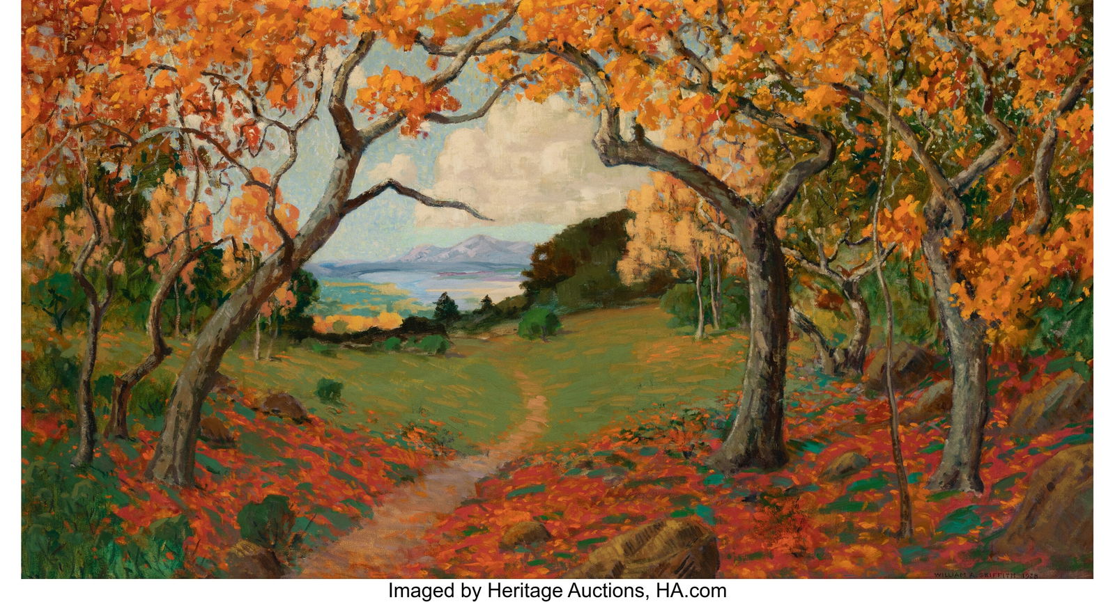 William Alexander Griffith (American, 1866-1940): William Alexander Griffith (American, 1866-1940) Autumn Landscape, 1928 Oil on canvas 26 x 48 inches (66.0 x 121.9 cm) Signed and dated lower right: