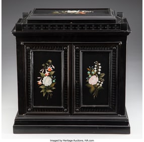 61200: An Ebonized Wood Pietra Dura Jewelry Cabinet 13-